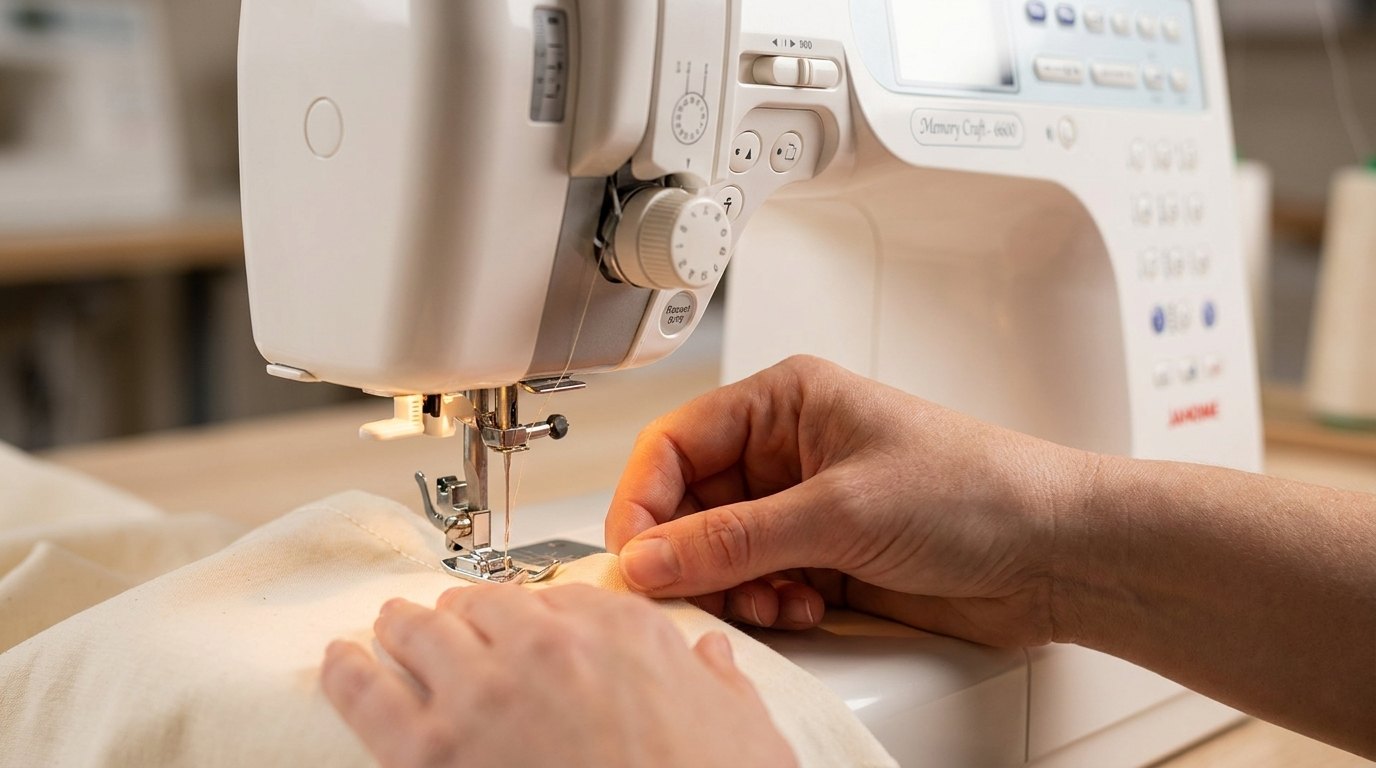 Atelier couture — travail à la machine à coudre